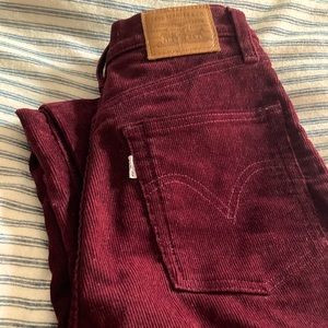 Levi’s Ribcage Straight Ankle Corduroy Burgundy Wine Red 27